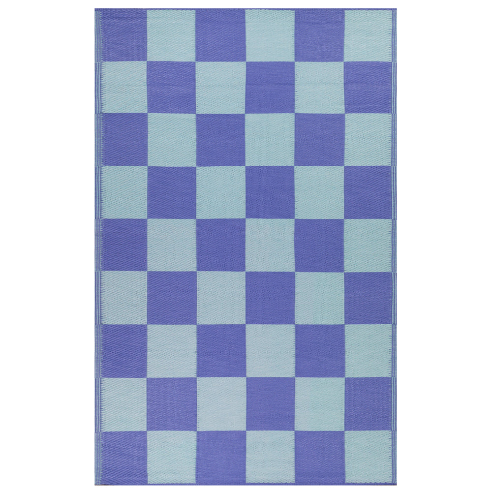 Checkerboard 120x180cm Outdoor Rug Blue