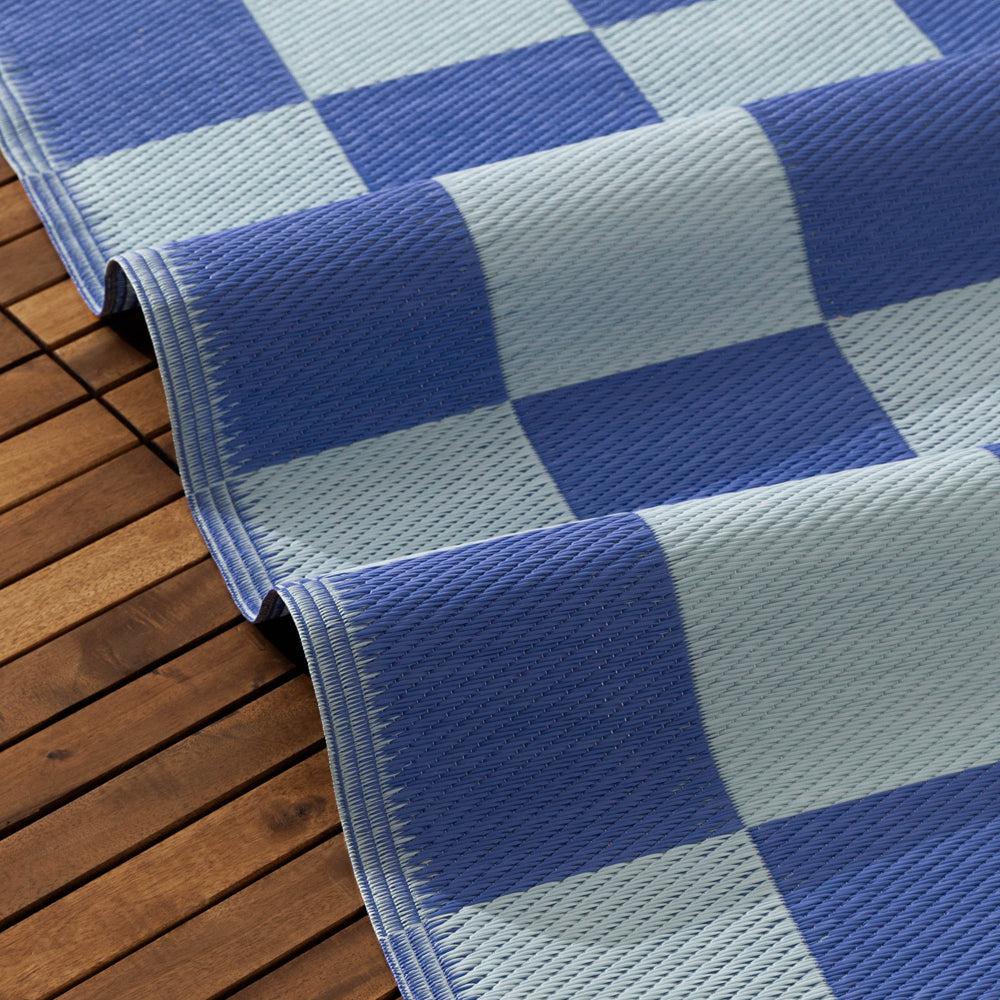 Checkerboard 120x180cm Outdoor Rug Blue