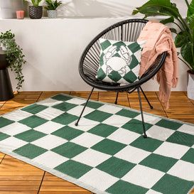 furn. Checkerboard 120x180cm Outdoor 100% Recycled Rug in Green