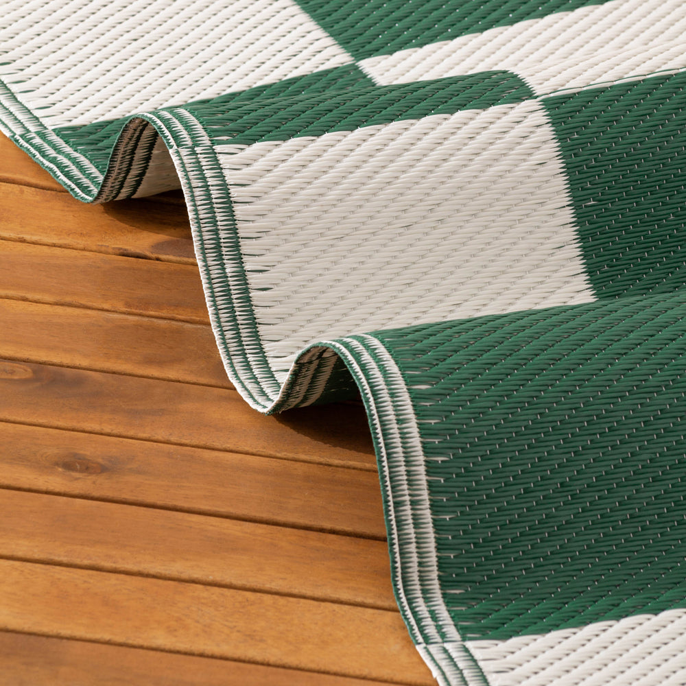 Checkerboard 120x180cm Outdoor Rug Green