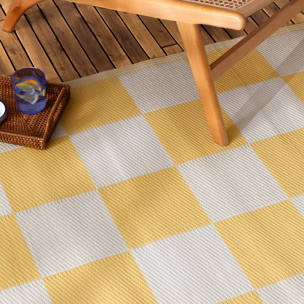 Checkerboard Yellow 120x180cm Outdoor Rug | Yellow Rugs | furn