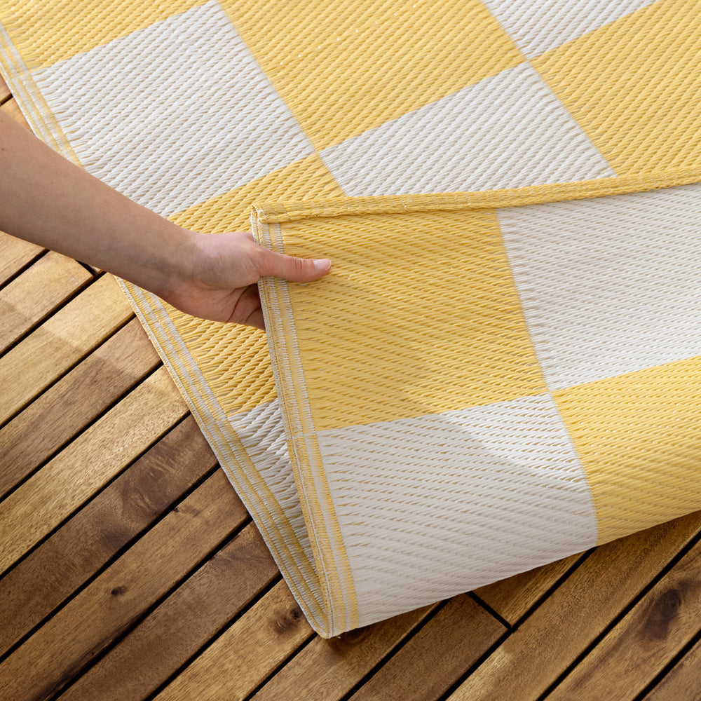 Checkerboard 120x180cm Outdoor Rug Yellow
