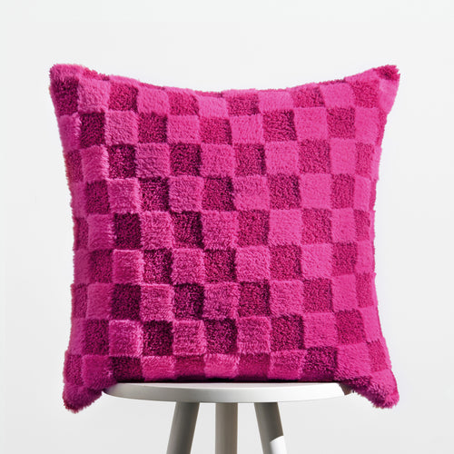 Check Pink Cushions - Check It Boucle Fleece Cushion Cover Pinky Crush Heya Home
