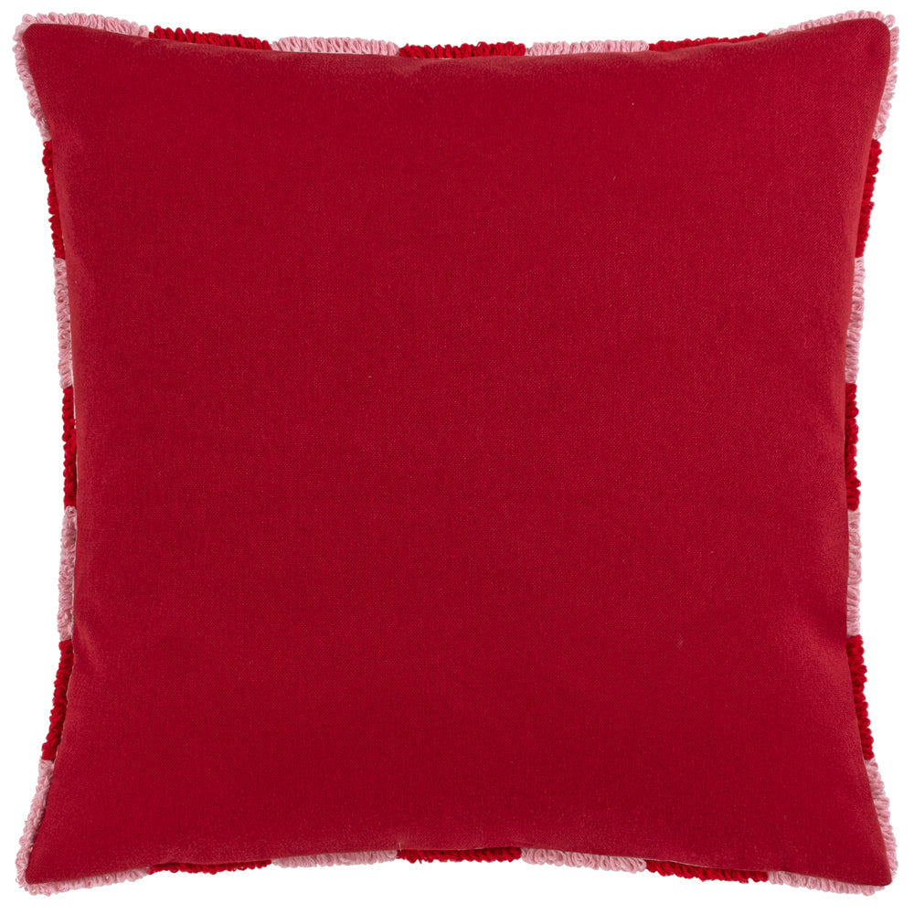 Check Knitted Cushion Red or Dead Pink