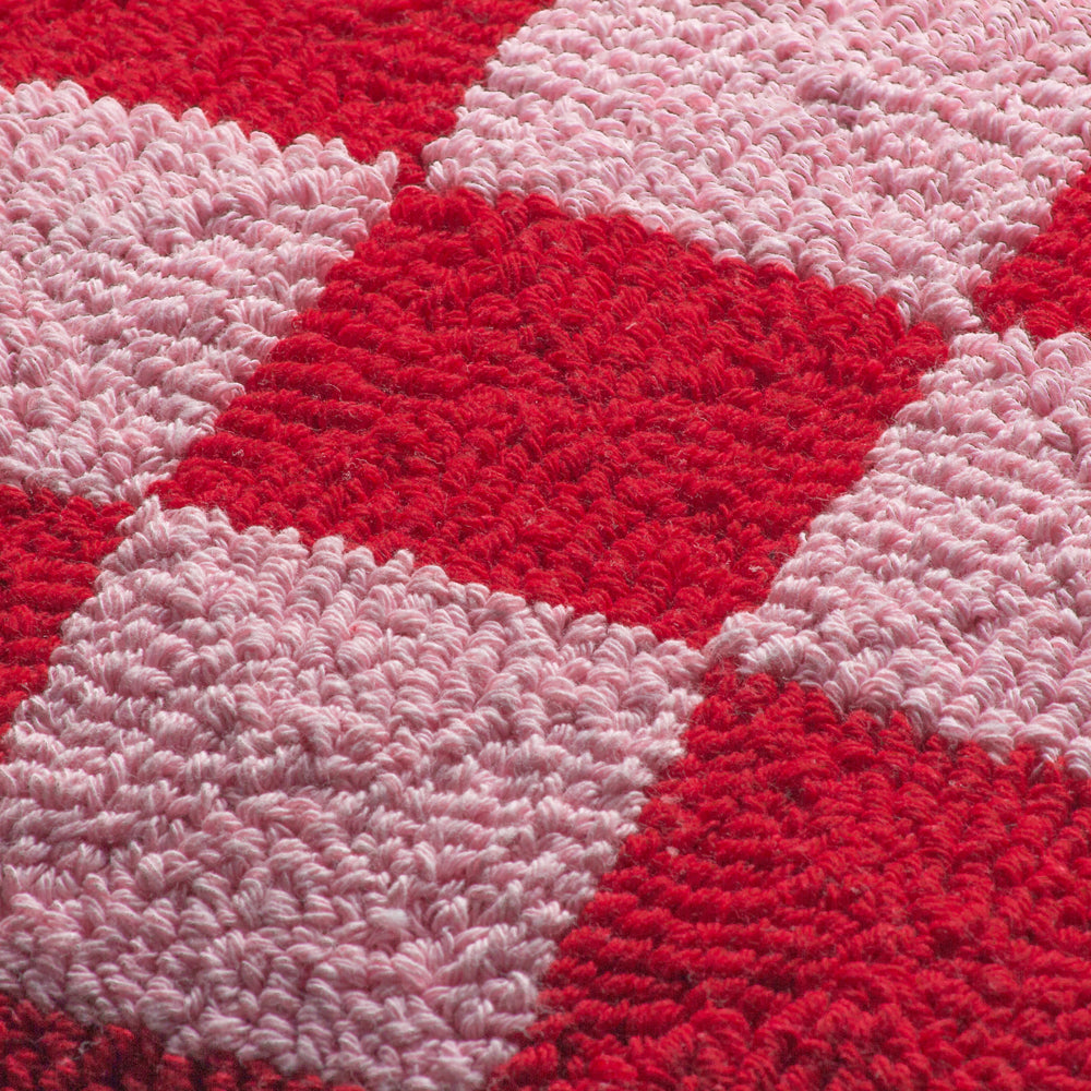 Check Knitted Cushion Red or Dead Pink
