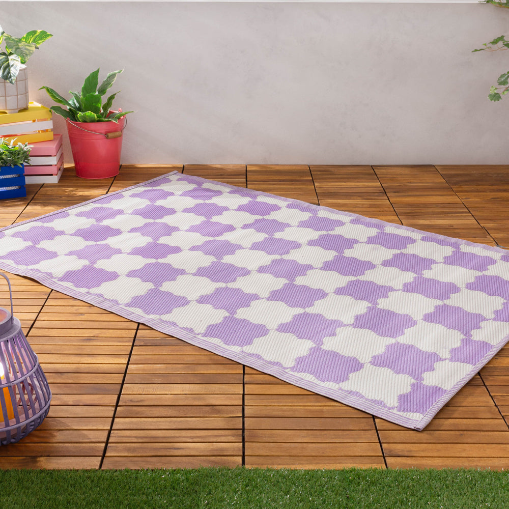 Check Outdoor Rug Lilac