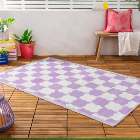furn. Check Outdoor/Indoor 100% Recycled Outdoor Rug in Lilac