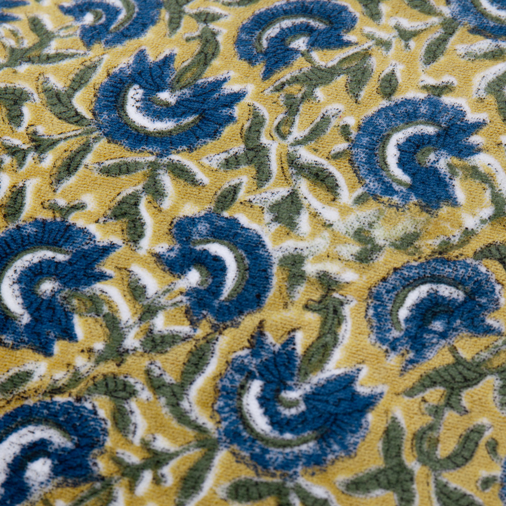 Chedworth Piped Velvet Cushion Lemon/True Blue