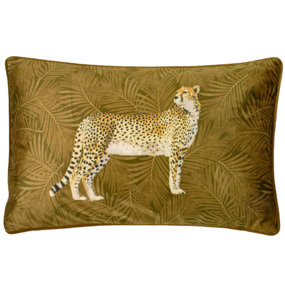 Cheetah Forest Gold Velvet Cushion Cover Gold Cushions Paoletti furn