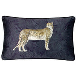 Paoletti Cheetah Forest Velvet Cushion Cover in Navy