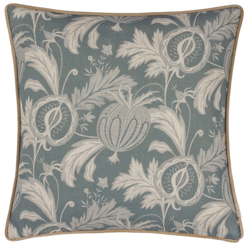 Floral Blue Cushions - Chatsworth Heirloom Piped Cushion Cover Petrol Evans Lichfield