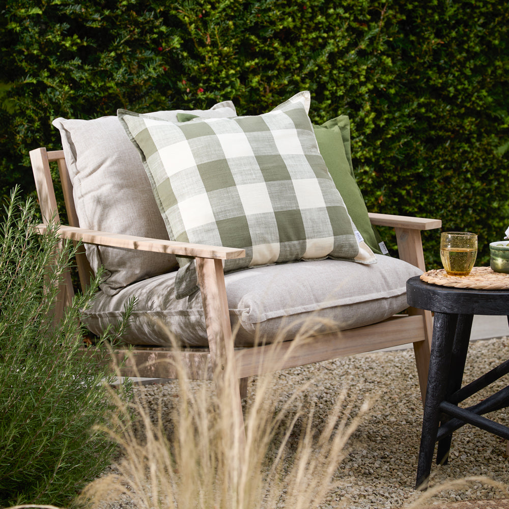 Chesil Check 100% Cotton Outdoor Cushion Moss