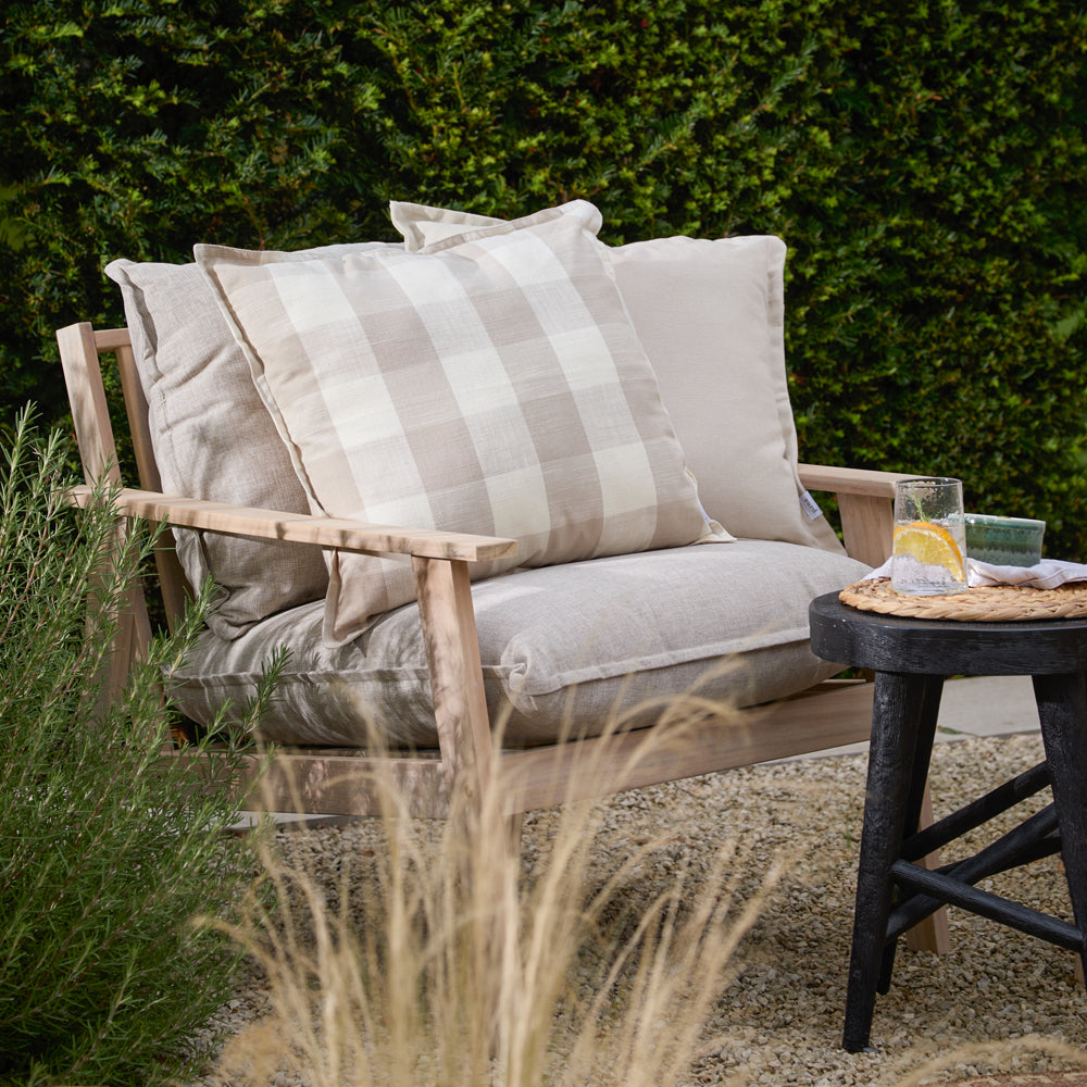 Chesil Check 100% Cotton Outdoor Cushion Natural