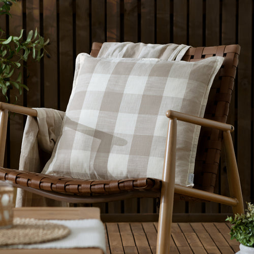 Check Beige Cushions - Chesil Check 100% Cotton Outdoor Cushion Cover Natural Yard