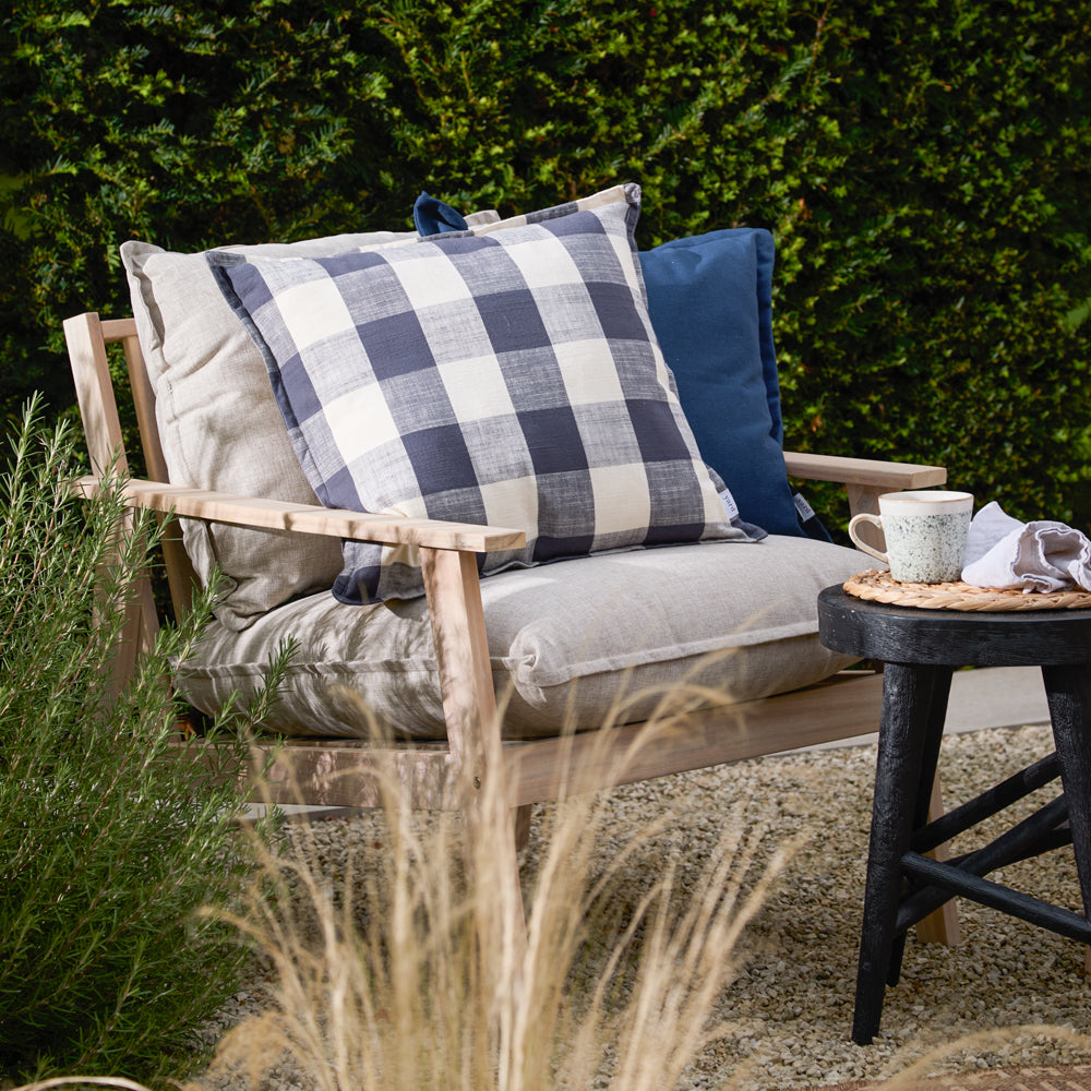 Chesil Check 100% Cotton Outdoor Cushion Navy