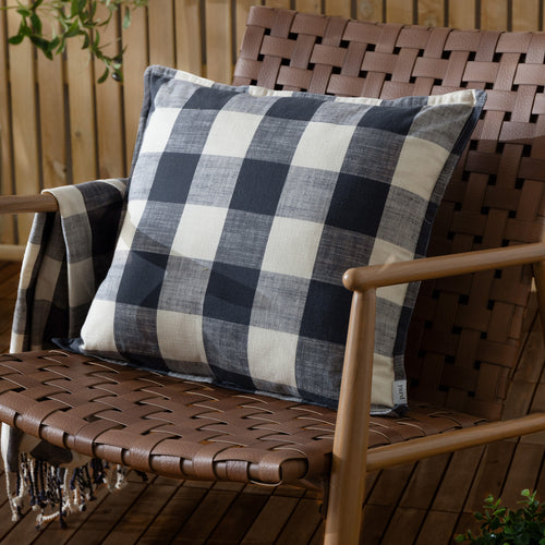 Check Blue Cushions - Chesil Check 100% Cotton Outdoor Cushion Cover Navy Yard