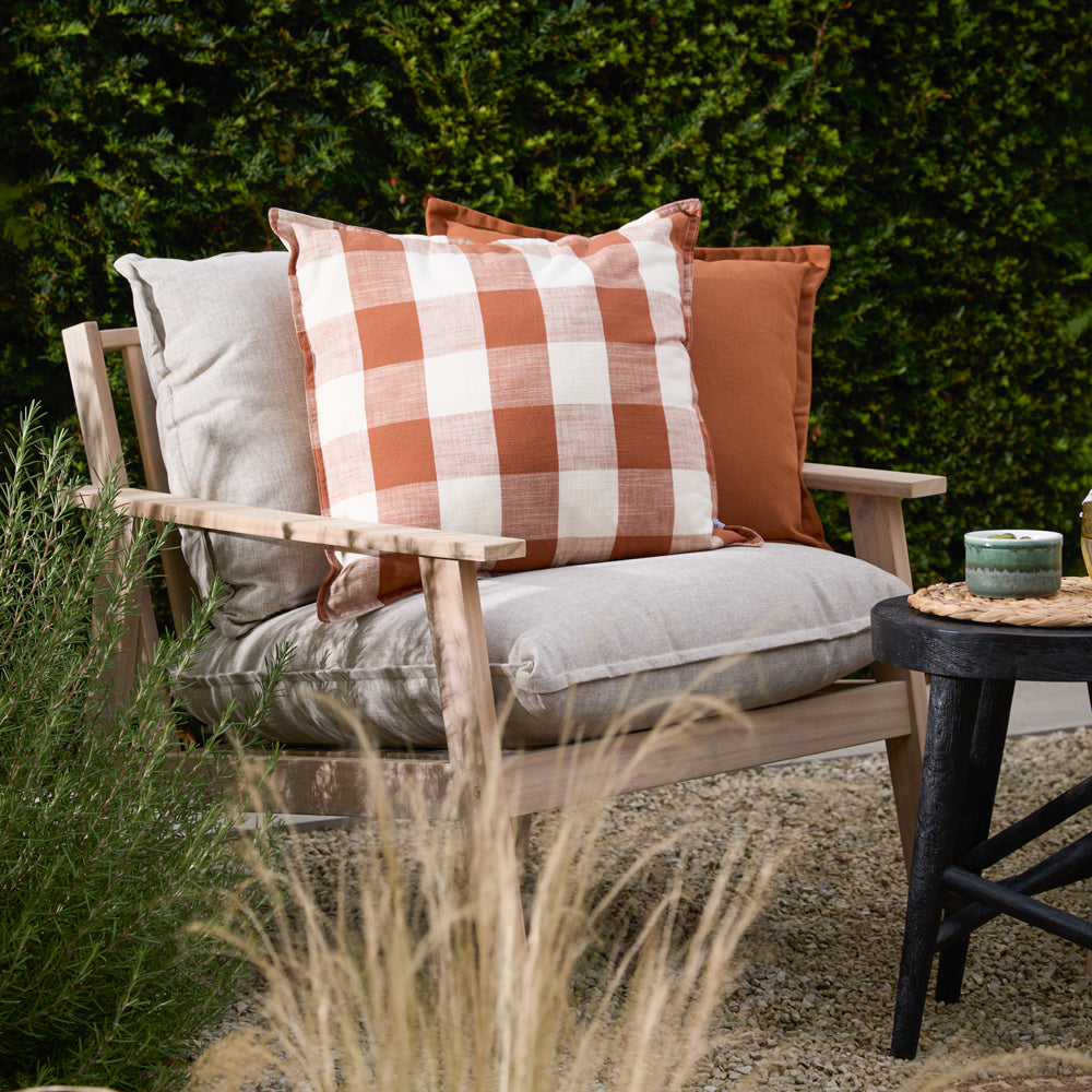 Chesil Check 100% Cotton Outdoor Cushion Pecan