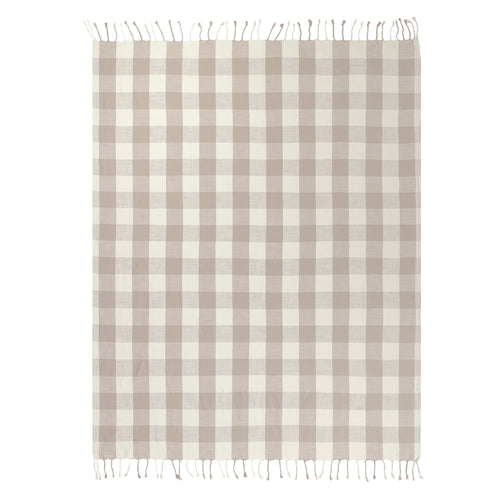 Check Beige Throws - Chesil Check Tasselled 100% Cotton  Throw Natural Yard