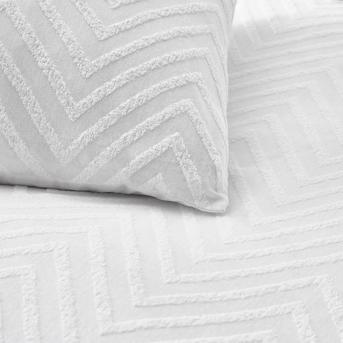 Geometric White Bedding - Chevron Tufted Geometric 100% Cotton Duvet Cover Set White Yard