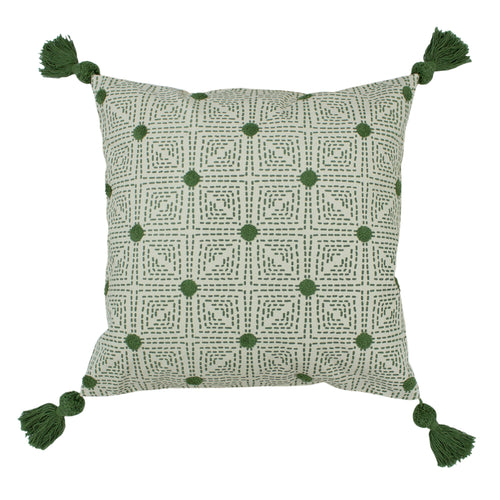 furn. Chia Tufted Cotton Cushion Cover in Sage