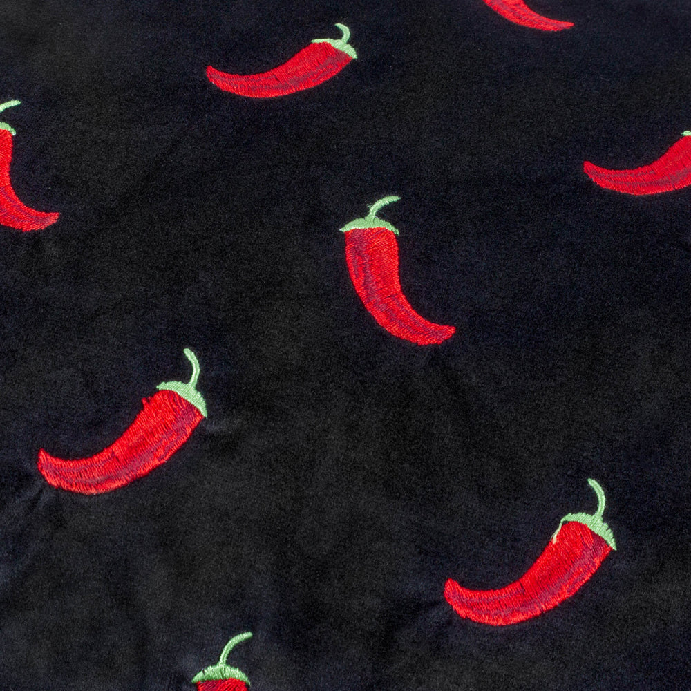 Chillies Embroidered Cushion Black