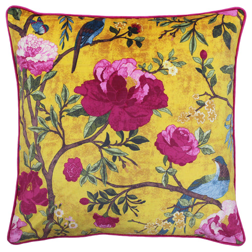 Floral Gold Cushions - Chinoiserie Floral Cushion Cover Gold Paoletti