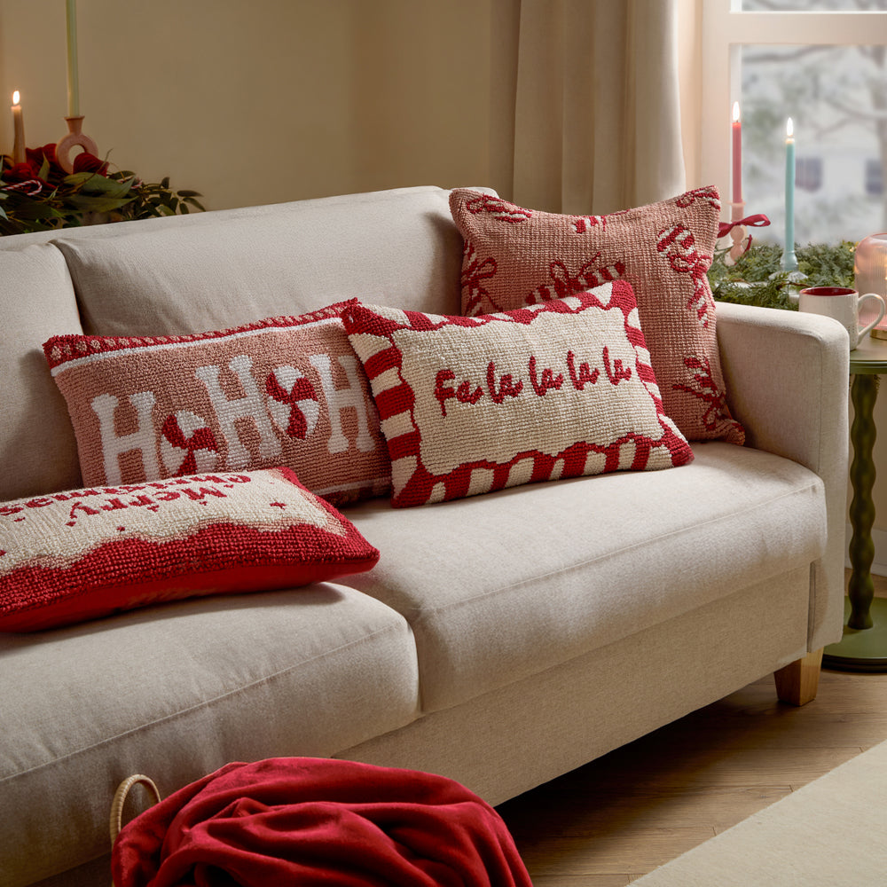 Candy Ho Ho Ho Tufted Cushion Pink/Red