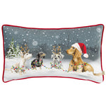 Evans Lichfield Christmas Dog Cushion Cover in Stone