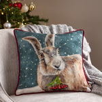 Evans Lichfield Christmas Hare Cushion Cover in Teal