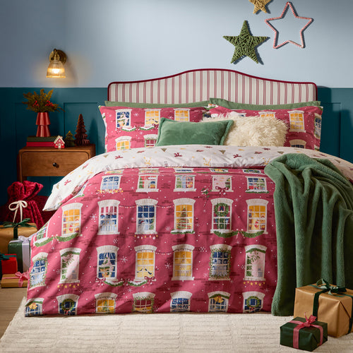  Multi Bedding - Christmas Eve Reversible Duvet Cover Set Cranberry Furn