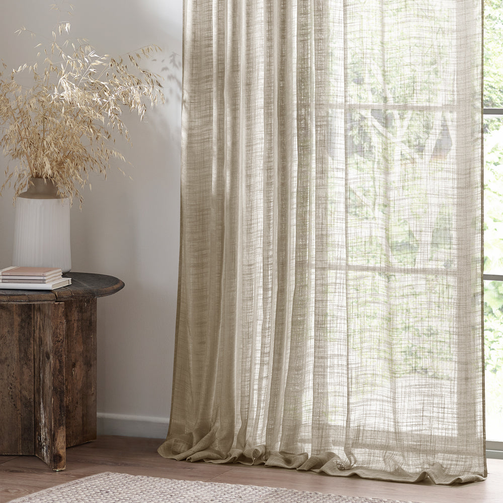 Cirrus Woven Sheer Curtain Panel Linen