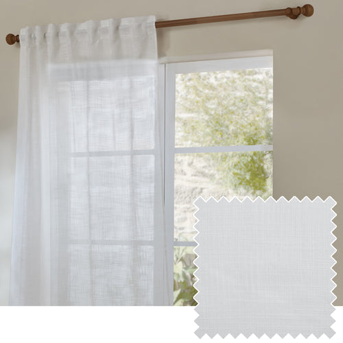 Plain White Curtains - Cirrus Woven Sheer Curtain Panel Snow Yard