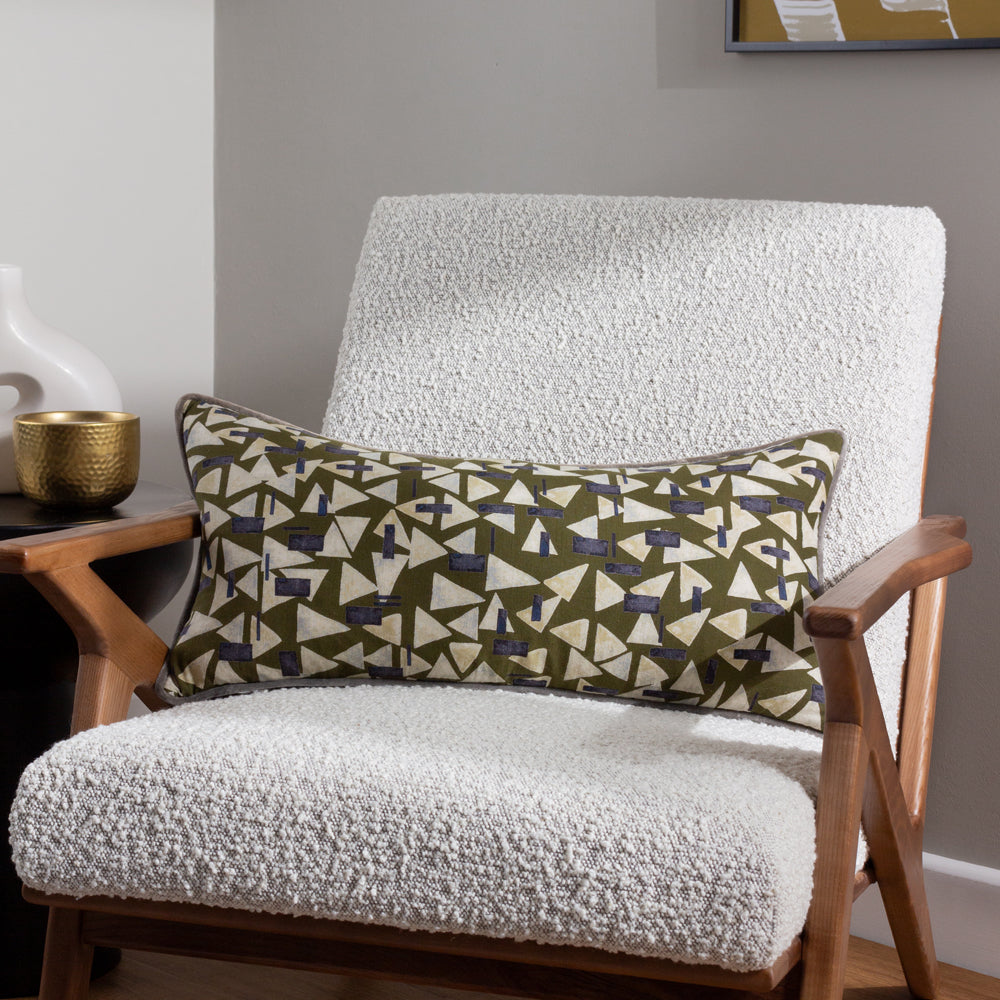 Geometric Green Cushions - City Rectangular Cushion Cover Khaki HÖEM