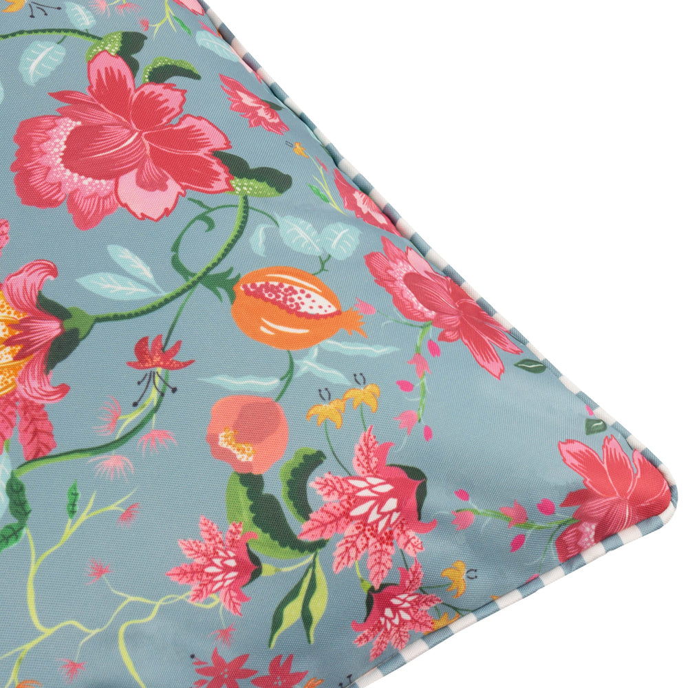 Claudia Floral Outdoor Cushion Duck Egg Blue