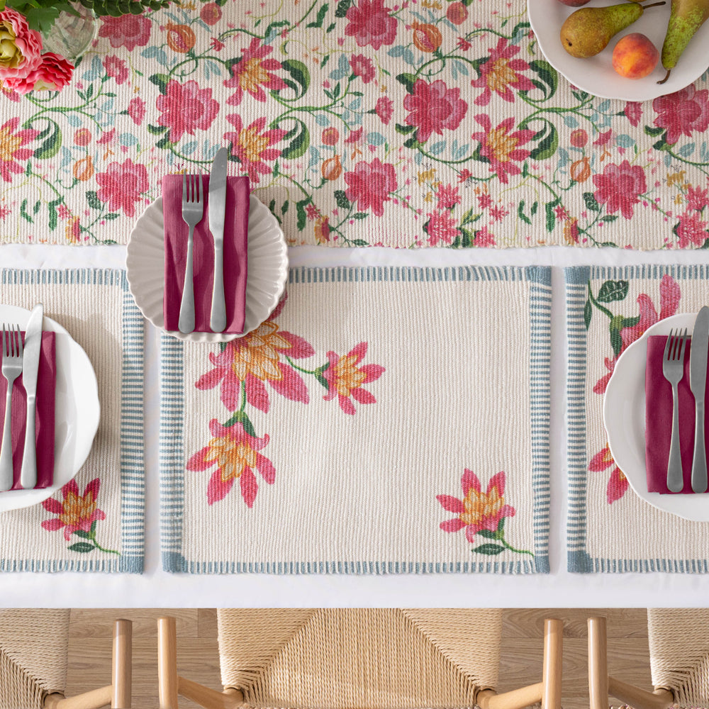 Floral Red Kitchen - Claudia Indoor/Outdoor Placemats Candy Red Wylder Nature