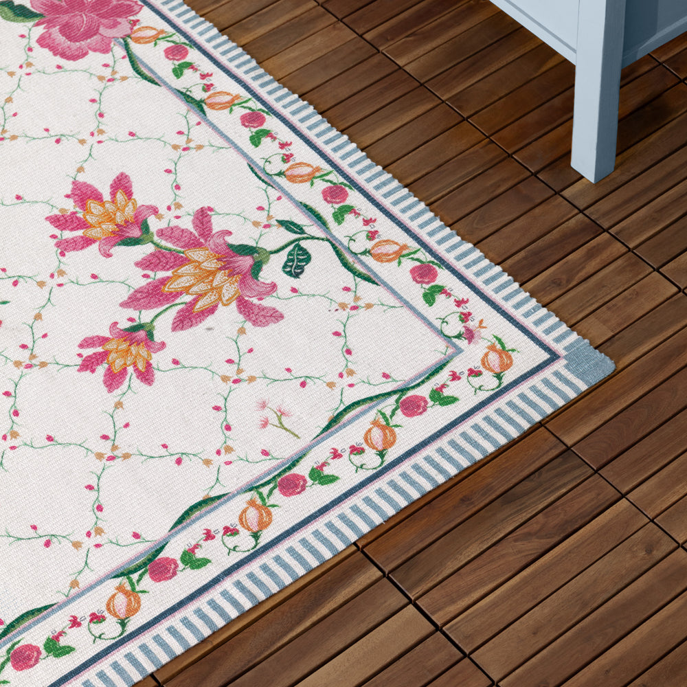 Claudia Floral Printed Indoor/Outdoor Rug Candy Red