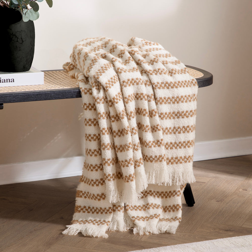 Striped Brown Throws - Clyne Tasselled Throw Brown Hoem