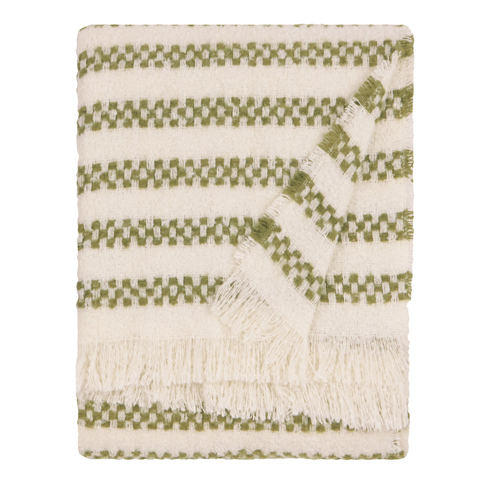 Clyne Tasselled Throw Olive