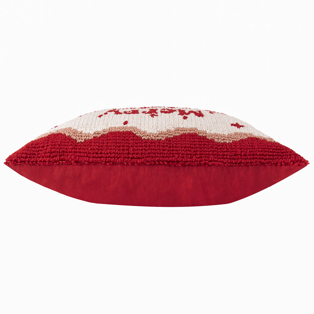 Candy Merry Christmas Tufted Cushion Red/White