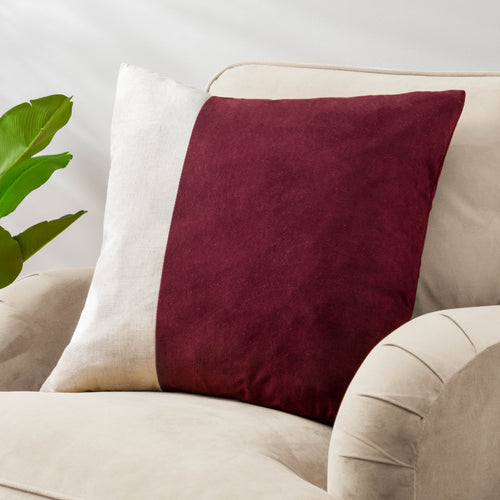 Plain Red Cushions - Coba Washed Velvet Cushion Cover Cherry furn.