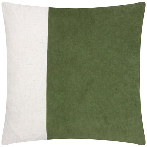 Plain Green Cushions - Coba Washed Velvet Cushion Cover Olive furn.