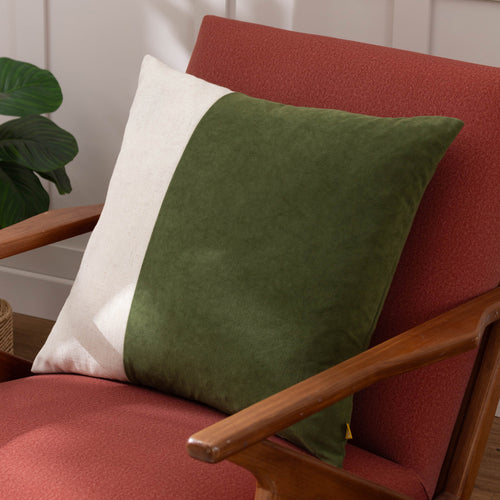 Plain Green Cushions - Coba Washed Velvet Cushion Cover Olive furn.