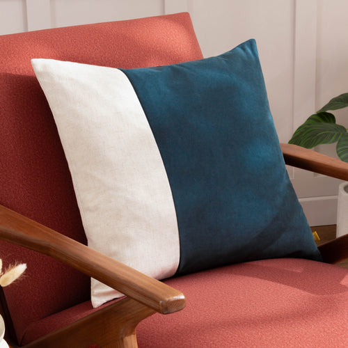 Plain Blue Cushions - Coba Washed Velvet Cushion Cover Slate Blue furn.