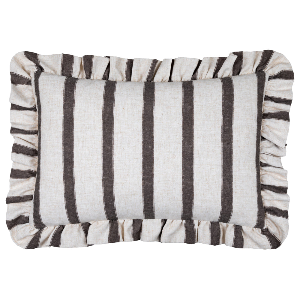 Connie Striped Ruffle Cushion Chocolate