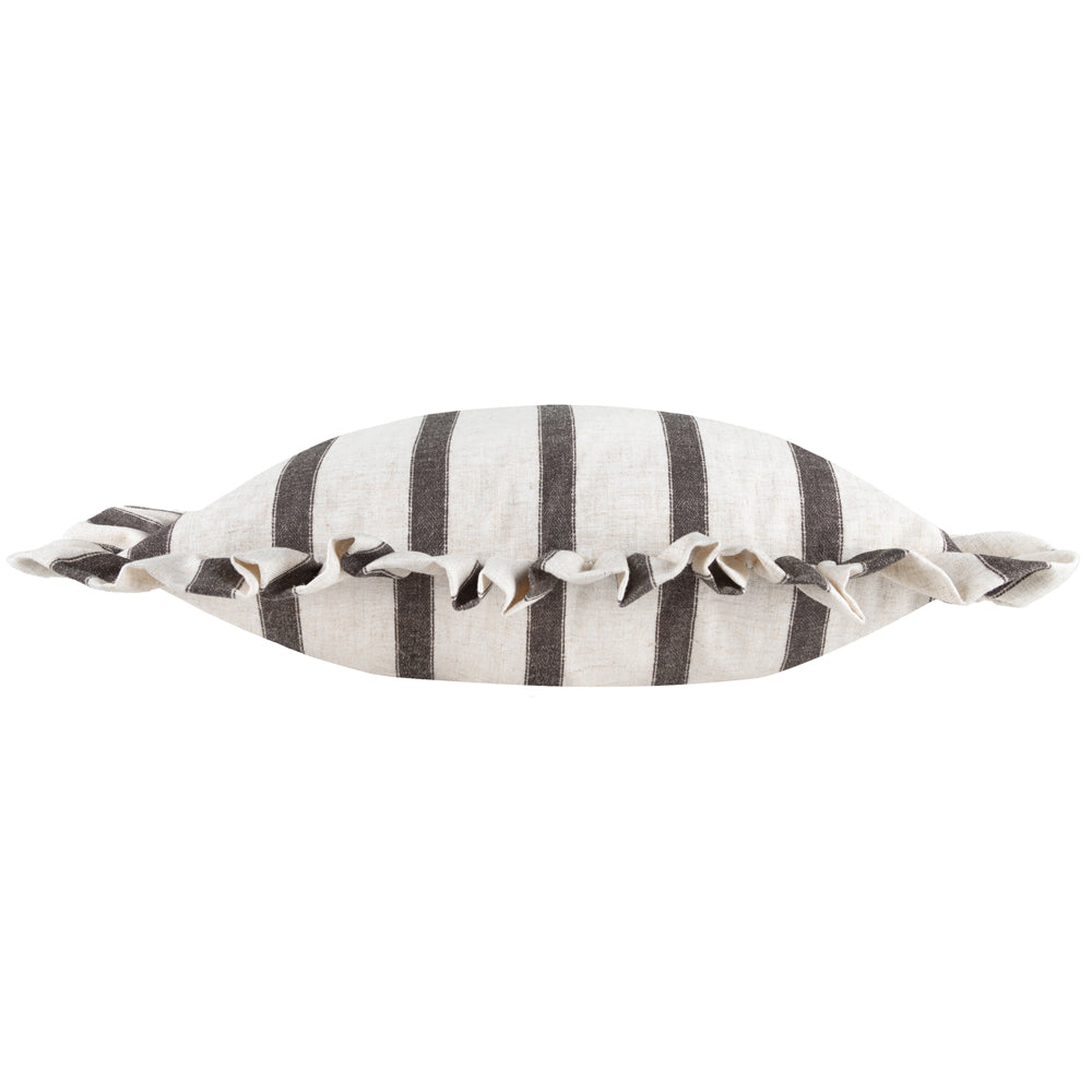 Connie Striped Ruffle Cushion Chocolate