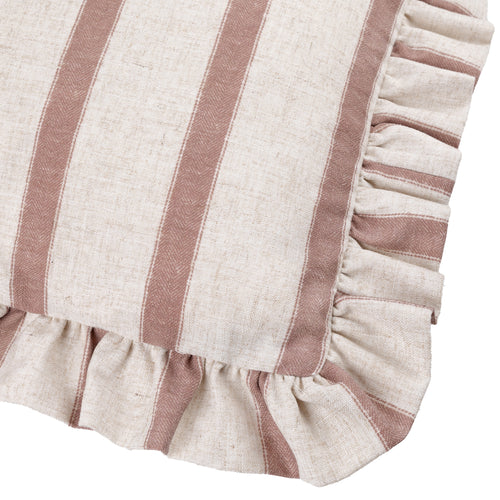 Connie Striped Ruffle Cushion Clay Pink