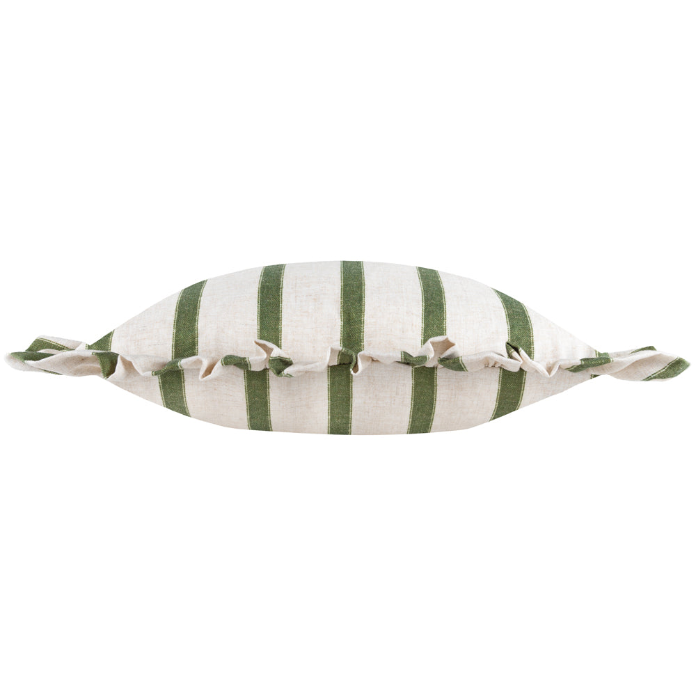 Connie Striped Ruffle Cushion Moss