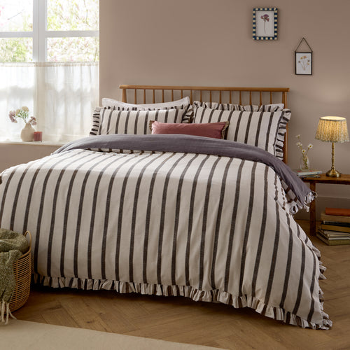 Striped Brown Bedding - Connie Striped Ruffle Duvet Cover Set Chocolate Wylder