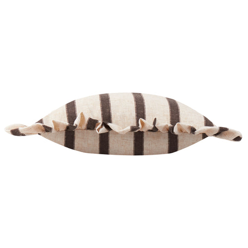 Connie Square Striped Ruffle Cushion Chocolate