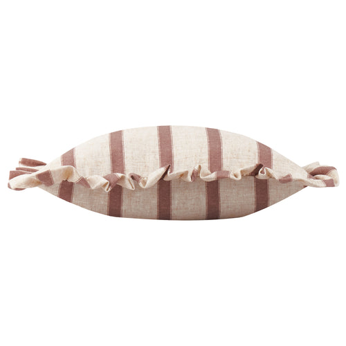 Connie Square Striped Ruffle Cushion Clay Pink